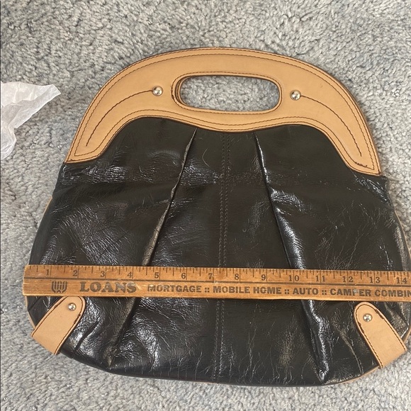 Nine West Black and Tan Clutch with Wooden Handle - Picture 5 of 5
